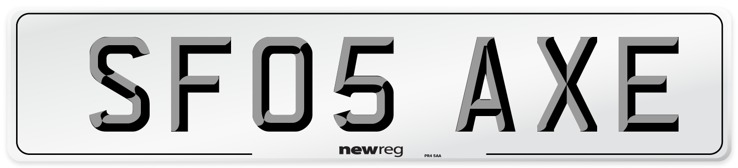 SF05 AXE Number Plate from New Reg